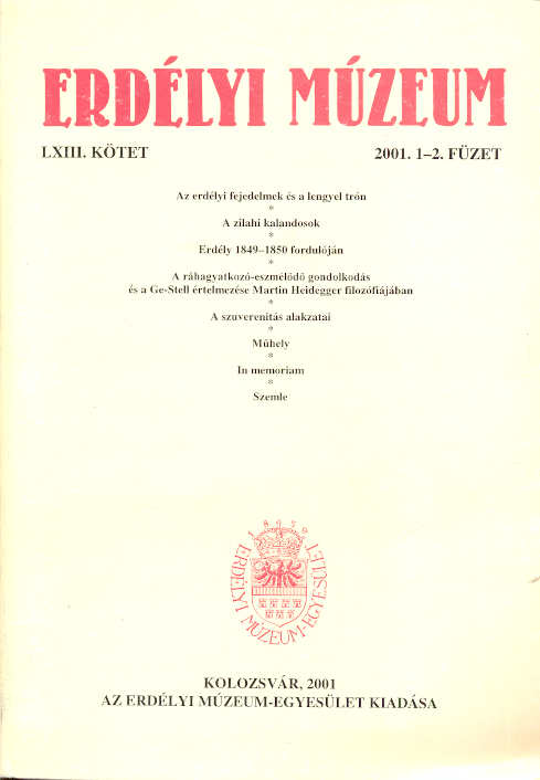 Erdélyi Múzeum 2001