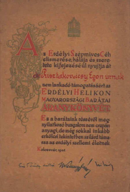  Erdélyi Helikon Aranykönyve 1937 -