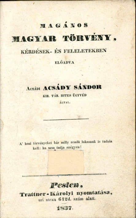 Magános magyar törvény