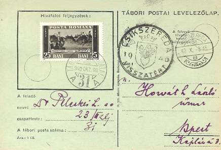 Csíkszereda visszatért 1940 okt. 10.