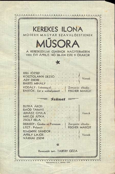 Kerekes Ilona [...] szavalóest