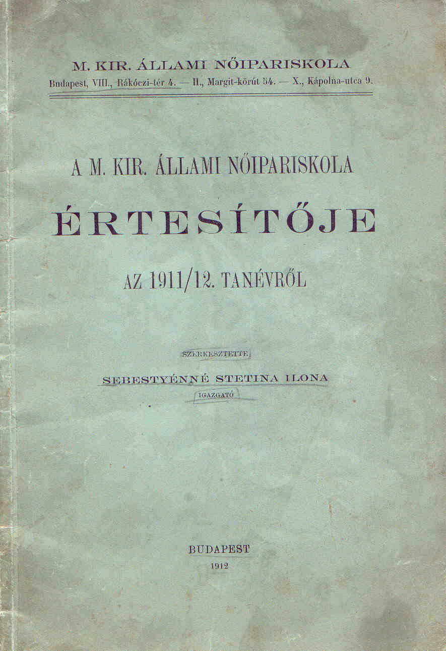Nőipariskola Értesítője 1911/12 