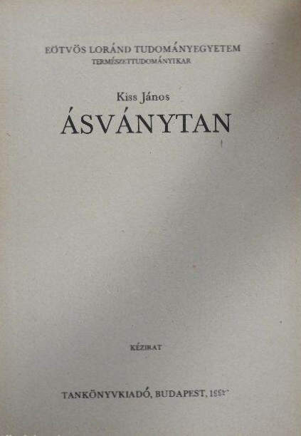 Kiss János: Ásványtan