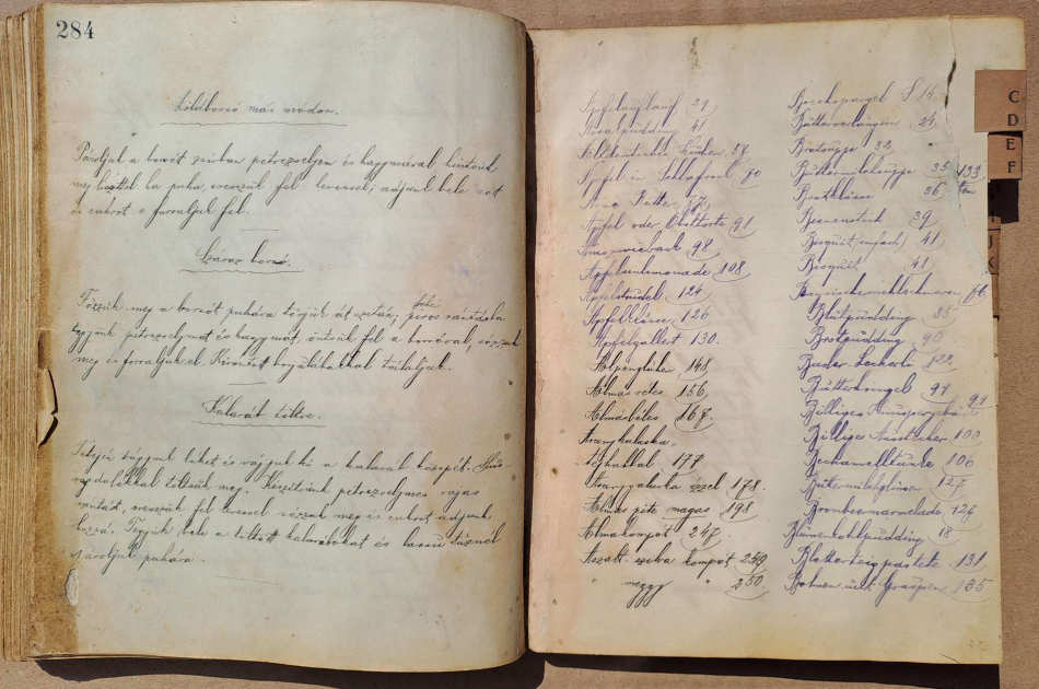 Kézzel írt receptes füzet