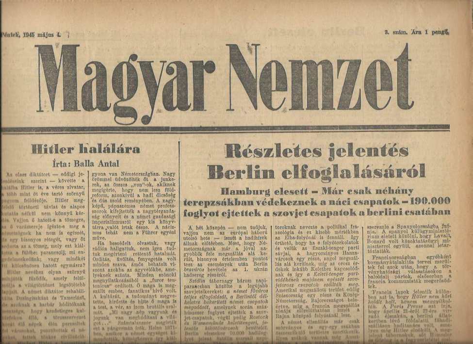 Magyar Nemzet 1945. május 4. 3. szám 