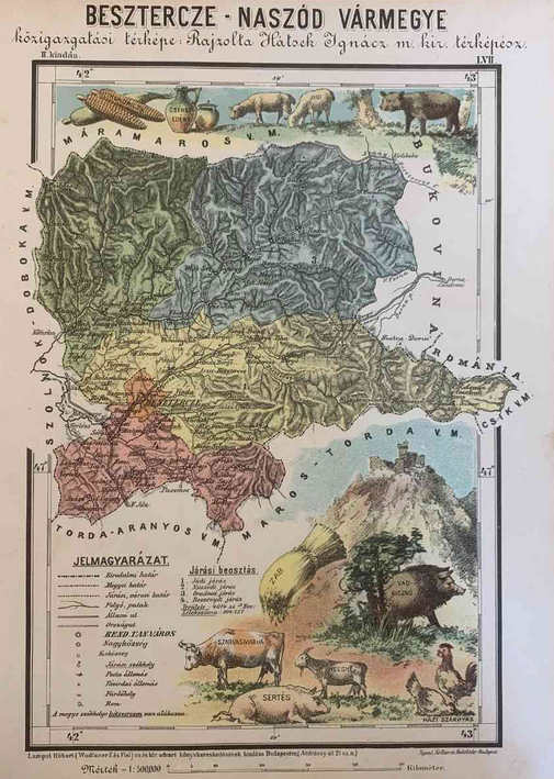 Beszterce- Naszód vármegye térképe
