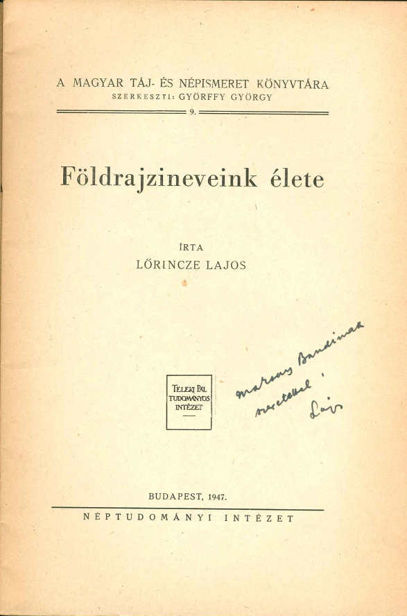 Földrajzineveink élete