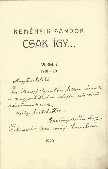 Reményik Sándor: Csak így…