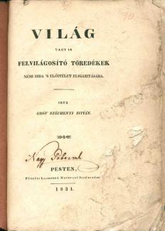 Széchenyi István: Világ 