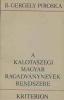 A kalotaszegi magyar ragadványnevek