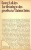 Zur Ontologie des gesellschaftlichen Seins
